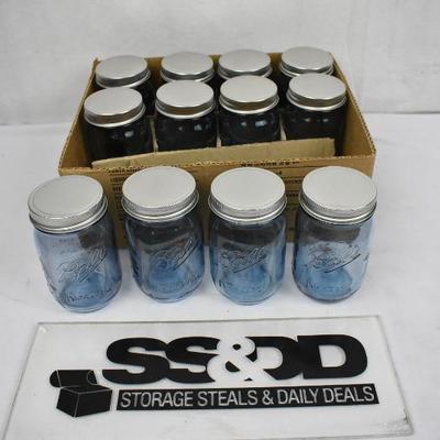 Ball Heritage Collection Blue Regular Mouth Pint 16-Oz Mason Jars, 12-Pack - New