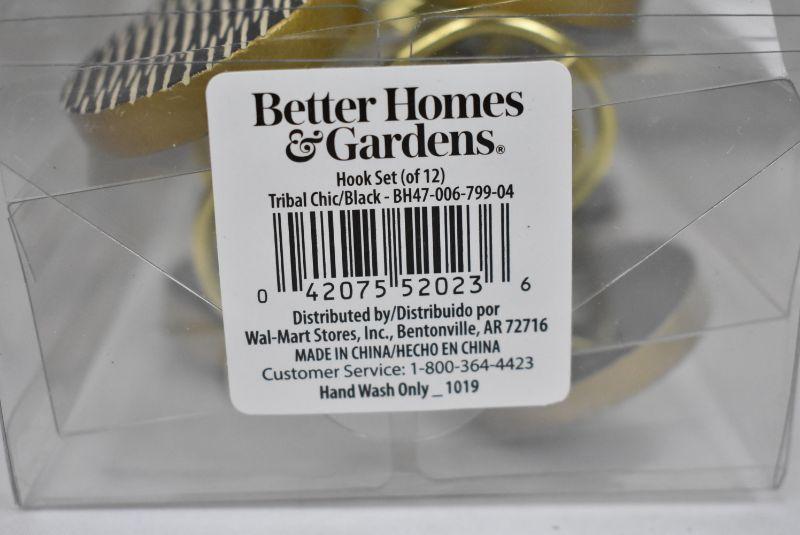 Better Homes & Gardens Tribal Chic Shower Curtain Hooks, 12 Piece New