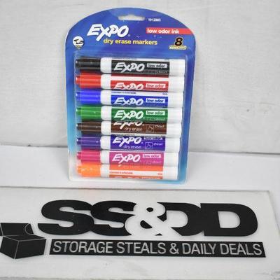 EXPO Low Odor Dry Erase Markers, Chisel Tip, Assorted Colors, 8 Count - New