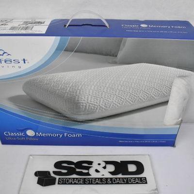 Memory Foam Pillow by Purest Living. Ultra Soft, 22