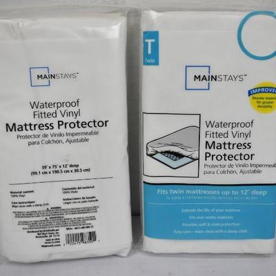 Mainstays Waterproof Fitted Vinyl Mattress Protector, Twin - New