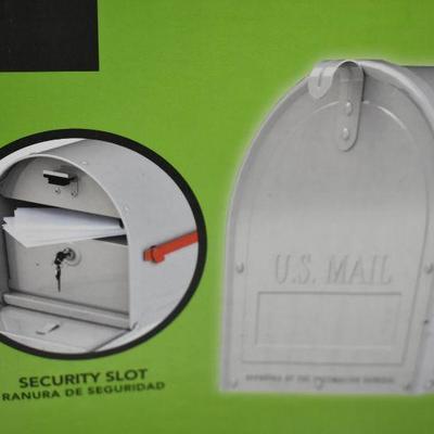 Marshall Locking Large Capacity Galvanized Steel White Post Mount Mailbox - New