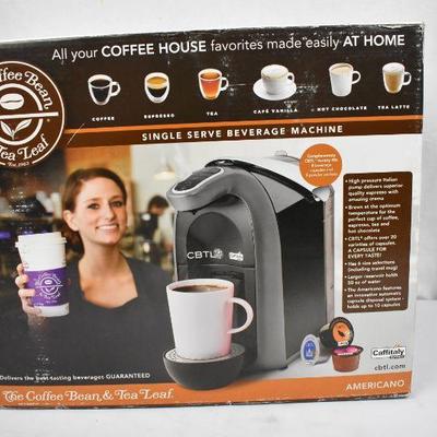 CBTL The Coffee Bean & Tea Leaf Single Serve Beverage Machine, $90 Retail - New