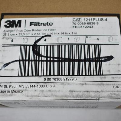 4x Filters, Filtrete 14x14x1, Advanced Allergen Air Filter, $58 Retail - New