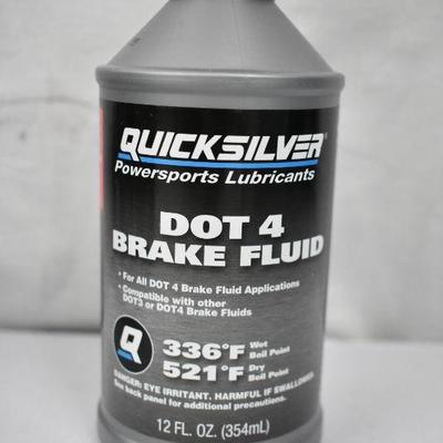 Dot 4 Brake Fluid, Quick Silver Powersports Lubricants, 12 FL. OZ, Qty 12 - New