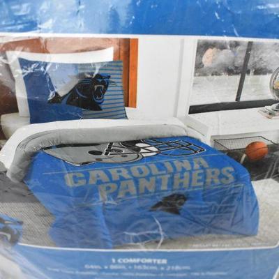 Twin 2PC Bedding Set, NFL Carolina Panthers, Comforter & Sham, $56 Retail - New