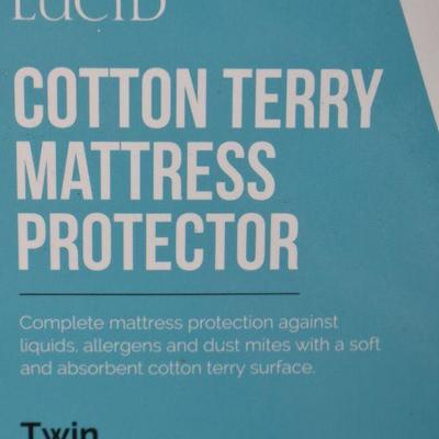 Twin, Cotton Terry Waterproof Mattress Protector, Lucid Premium - New