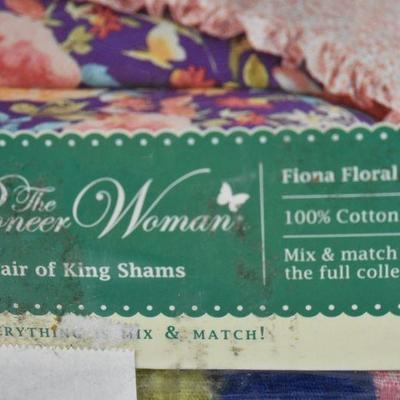 Pioneer Women King Shams Floral & Rose Pioneer Woman Pillow, $44 Retail - New