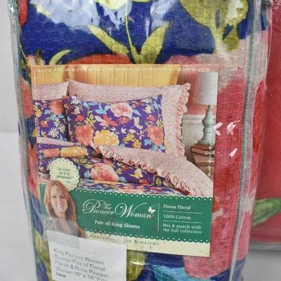 Pioneer Women King Shams Floral & Rose Pioneer Woman Pillow, $44 Retail - New