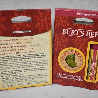 Qty 2: Burt's Bees 2pc Sets Pomegranate Lip Balm & Lemon Cuticle Cream - New