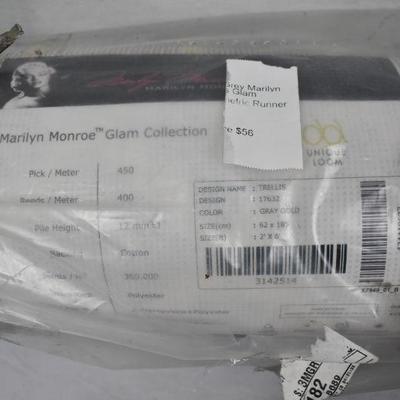 2'x6' Gold/Grey Marilyn Monroe Trellis Modern Geometric Runner, $45 Retail - New