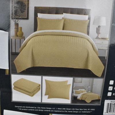 Chic Home Lapp 3 Piece Quilt Cover Set, Queen, Gold, $57 Retail - New
