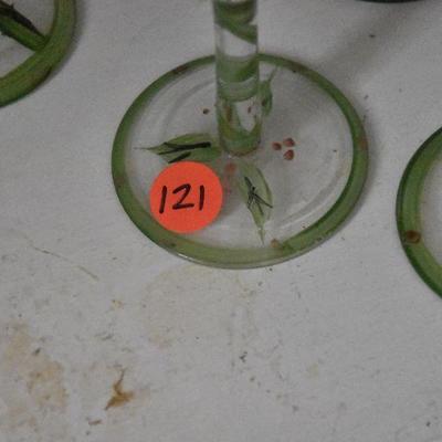 D Lot 121: Handpainted Pointsettia Wine Glasses