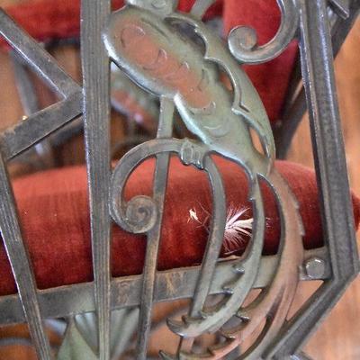 L Lot 123: Bird of Paradise Cast Iron Bench w/ Side Arms and Diamond Back