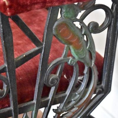 L Lot 123: Bird of Paradise Cast Iron Bench w/ Side Arms and Diamond Back