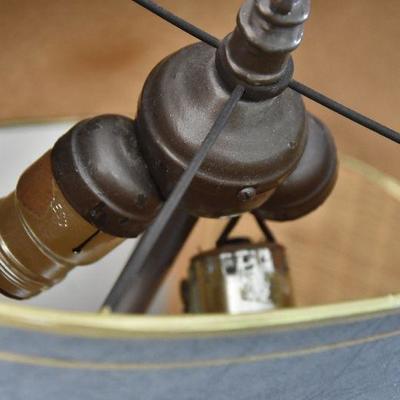 P Lot 124: Brass Desk Lamp with Jade Accents