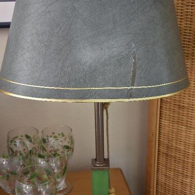 P Lot 124: Brass Desk Lamp with Jade Accents