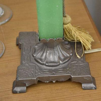 P Lot 124: Brass Desk Lamp with Jade Accents