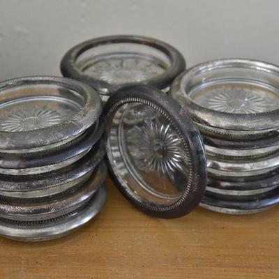 P Lot 127: Set of Vintage Silverplate and Glass Coasters