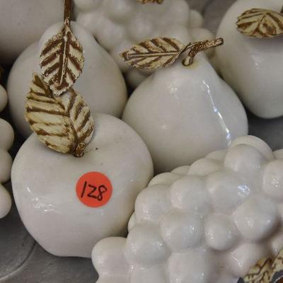 P Lot 128: Porcelain Fruit on a Hammered Aluminum Plate