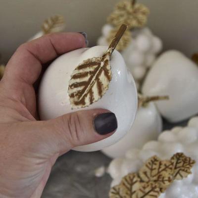 P Lot 128: Porcelain Fruit on a Hammered Aluminum Plate