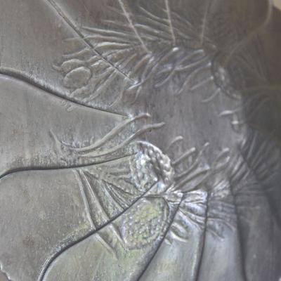 P Lot 128: Porcelain Fruit on a Hammered Aluminum Plate