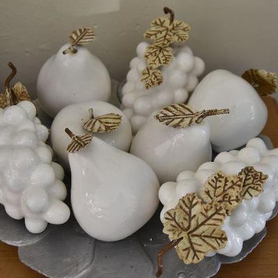 P Lot 128: Porcelain Fruit on a Hammered Aluminum Plate