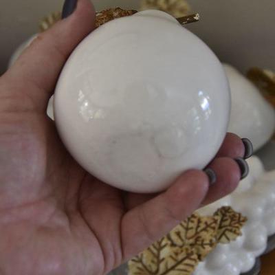 P Lot 128: Porcelain Fruit on a Hammered Aluminum Plate