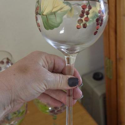 P Lot 131: Collection of Handpainted Wine Glasses