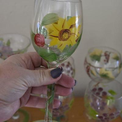 P Lot 131: Collection of Handpainted Wine Glasses