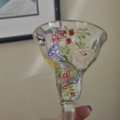 P Lot 131: Collection of Handpainted Wine Glasses