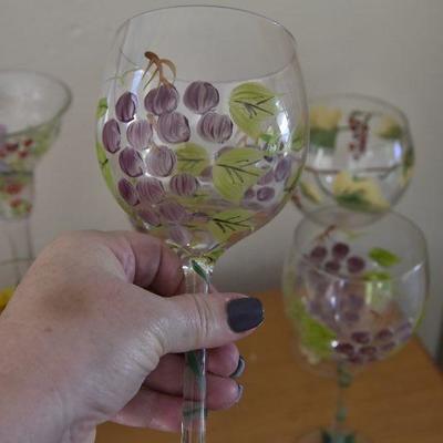 P Lot 131: Collection of Handpainted Wine Glasses