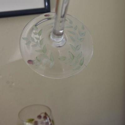P Lot 131: Collection of Handpainted Wine Glasses