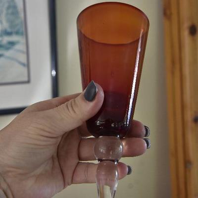 P Lot 132: Red/Orange Wine Glasses with Identifier Charms