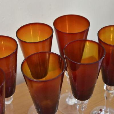 P Lot 132: Red/Orange Wine Glasses with Identifier Charms