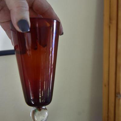 P Lot 133: Red and Green Wine Glasses