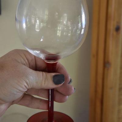 P Lot 134: Red and Green Stemmed Wine Glasses