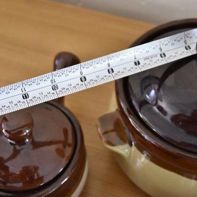 P Lot 142: Bean Crock and 4 Serving Crocks