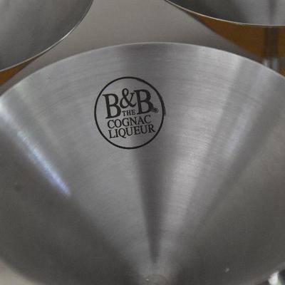 P Lot 143: B & B Cognac Liqueur Stainless Steel Cocktail/Martini Glasses