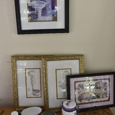 P Lot 180: Collection of Powder Room DÃ©cor