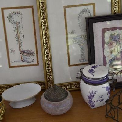 P Lot 180: Collection of Powder Room DÃ©cor