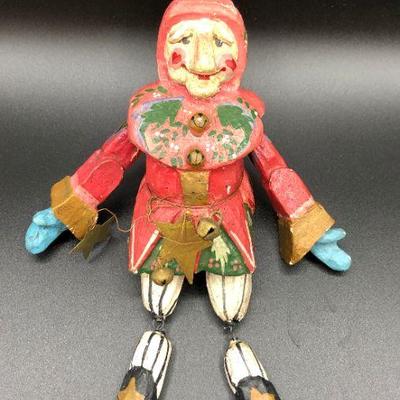 Vintage Wooden Articulated Jester Figurine - House of Hatten
