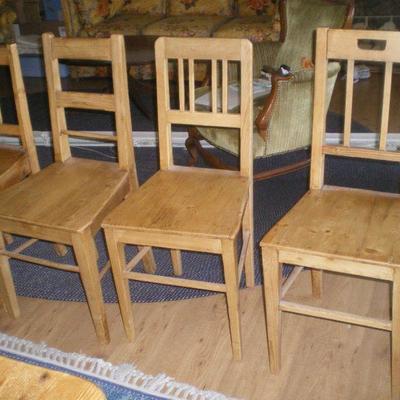 Two  Vintage Pine Chairs