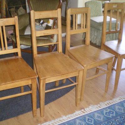 Two  Vintage Pine Chairs