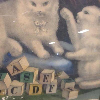 Lot 192 - Currier & Ives My Three White Kitties Learning Their ABCs Picture