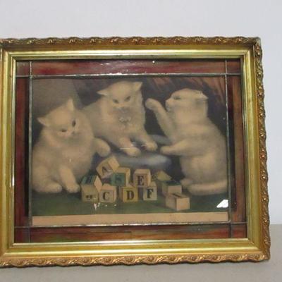 Lot 192 - Currier & Ives My Three White Kitties Learning Their ABCs Picture