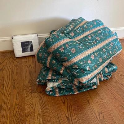 Lot # 268 Pair of King Coverlets with New Sheet Set 