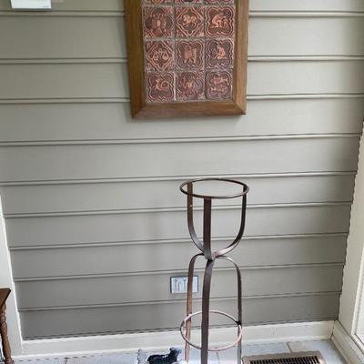 Lot # 278 Terra Cotta Wall Art with Plant Stand 