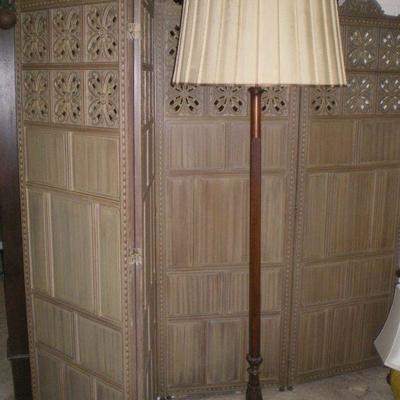 Vintage Wood Carved Floor Lamp
