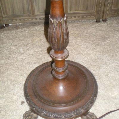 Vintage Wood Carved Floor Lamp